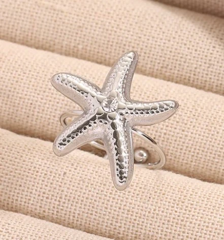 Bague arg. Etoile Mer & strass