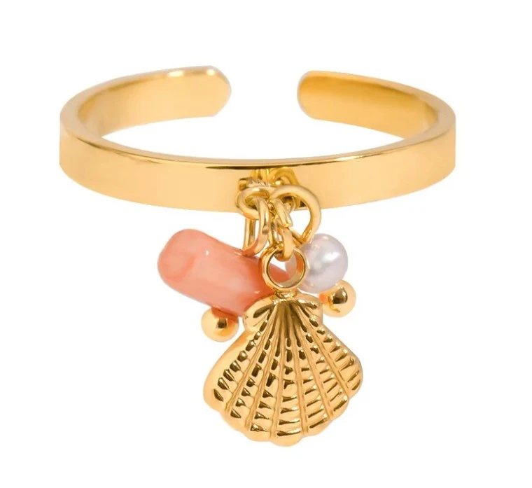 Bague dorée Charms Orange