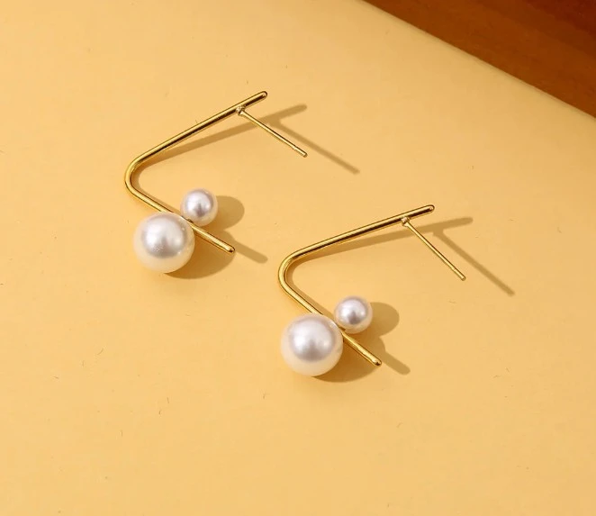 Boucles d'Oreille Double Perle