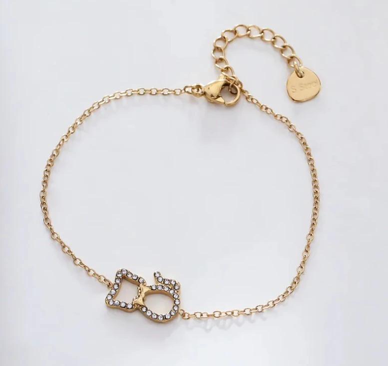 Bracelet chaine Chat Strass