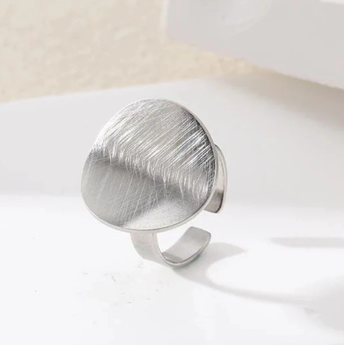 Bague argentée Disque Brossé