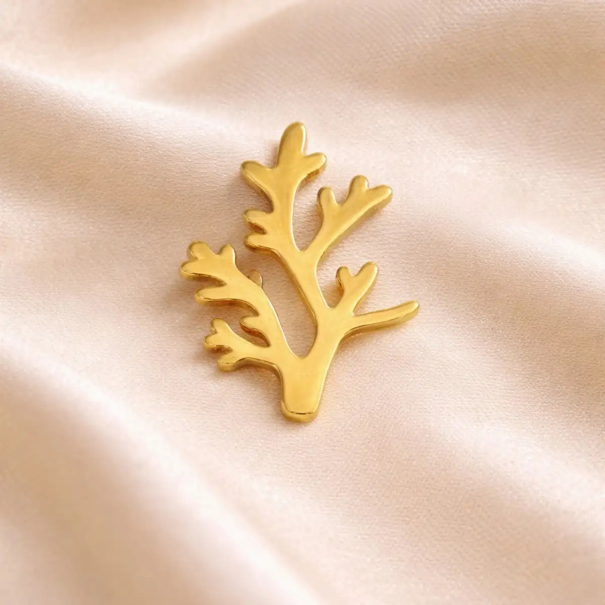 Broche dorée Algue Marine